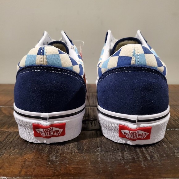 Vans Old Skool Canvas Skate Shoes Mens 8.5 Womens 10 Checkered Blue Topaz White - Picture 4 of 12